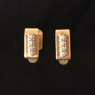 Vintage 14k Yellow Gold With Diamond Chips Earrings