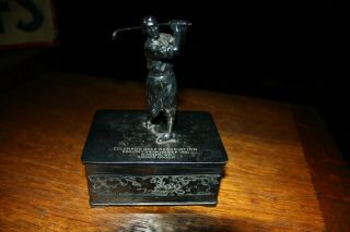 Vintage 1931 Figural Silverplate Golf Trophy/trinket Box Colorado Golf Assoc.