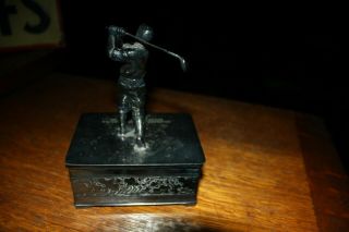 Vintage 1931 Figural Silverplate Golf Trophy/Trinket Box Colorado Golf Assoc. 2