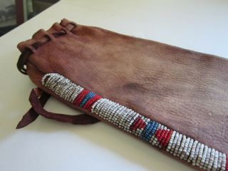 Vintage Native American Soft Buckskin Pipe Bag From Blackfoot Country