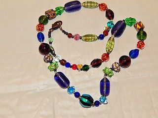 Antique,  Collectible Venetian Murano Glass Necklace,  Beads From 1850s To 1980s