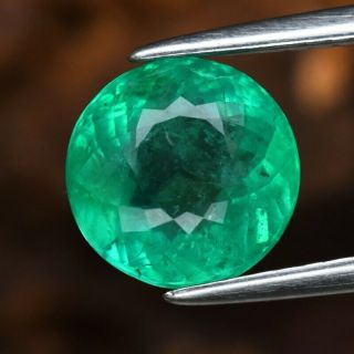 Rare 1.  88ct 7.  8mm Round Natural Green Emerald,  Ethiopia