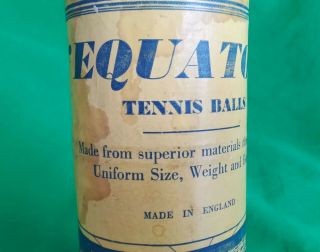 Vintage antique can of 3 EQUATOR tennis balls 4