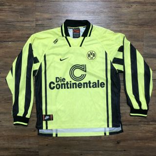 Vtg 90s Nike Bvb Borussia Dortmund Soccer Jersey Bundesliga Champions Futbol