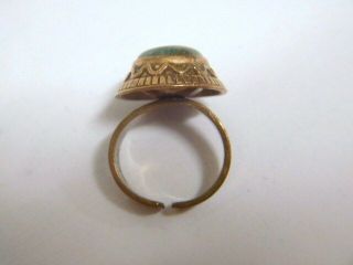 Kalevala Koru,  Finland: Vintage Bronze Ring w/ Chrome Marble.  Old Finnish Motif 3