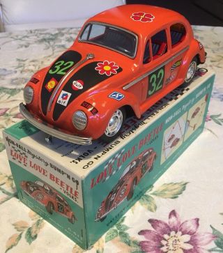 Taiyo Vintage,  Tin Volkswagen Love Love Beetle W/original Box Vw