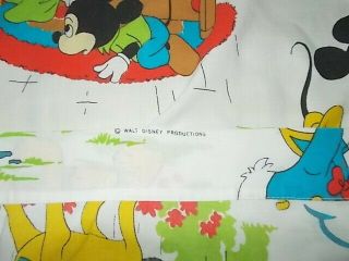 Vintage Disney Wamsutta Twin Flat Sheet Mickey,  Goofy,  Donald,  Pluto,  Minnie 3
