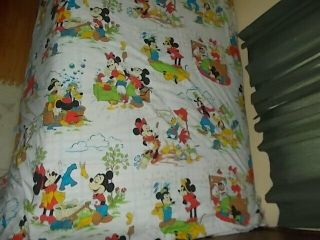 Vintage Disney Wamsutta Twin Flat Sheet Mickey,  Goofy,  Donald,  Pluto,  Minnie 4