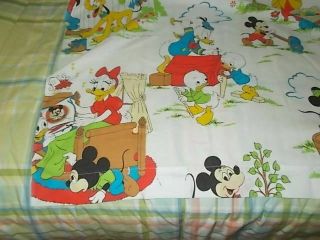 Vintage Disney Wamsutta Twin Flat Sheet Mickey,  Goofy,  Donald,  Pluto,  Minnie 8