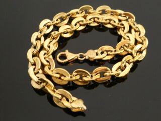 Vintage Italy Ka 1772 Sterling Silver 925 Gold Wash Chain Link Necklace Size 18 "