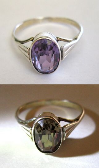 Delicate Beauty Vintage Ussr Silver 875 Alexandrite Ring 60s