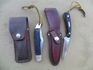 2 Xclnt Vtg Schrade Knives - One Walden 225h & 1 154ot - - Both Usa & In Good Cond