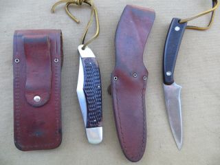 2 XCLNT VTG SCHRADE KNIVES - ONE WALDEN 225H & 1 154OT - - BOTH USA & IN GOOD COND 2