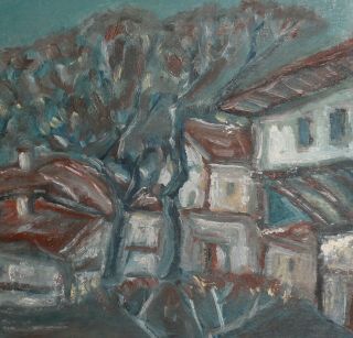 VINTAGE GERMAN EXPRESSIONIST LANDSCAPE OIL PAINTING SIGNED S.  ROTTLUFF 5