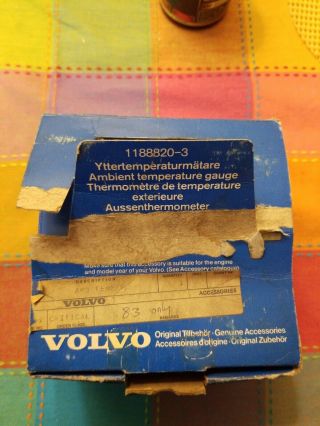 Rare Nos Volvo 240 Ambient Temperature Gauge Outdoor W/ Sender Vdo 1188826 - 3