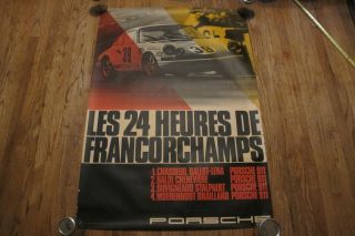 Porsche 911 Racing Poster: 1969,  Les 24 Heures De Francorchamps,  Rare 33 " X 46.  5