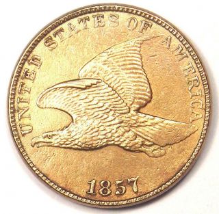 1857 Flying Eagle Cent Penny 1c - Choice Au / Unc Details - Rare Coin