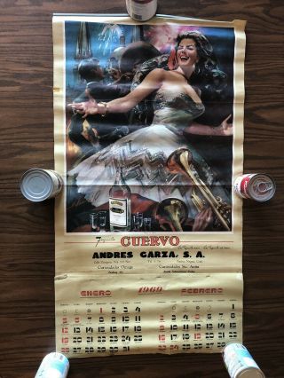Rare Vintage Jose Cuervo Art Calendar 1969 Tequila Mexican Mexico Liquor Bar
