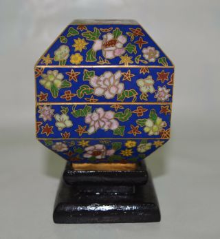 Unusual Very Fine Vintage Chinese Cloisonne Box On Stand Flower Design.