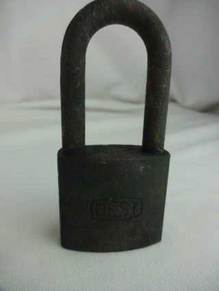 Vintage Brass Best Padlock - Pester - No Key - 3.  75 " Long