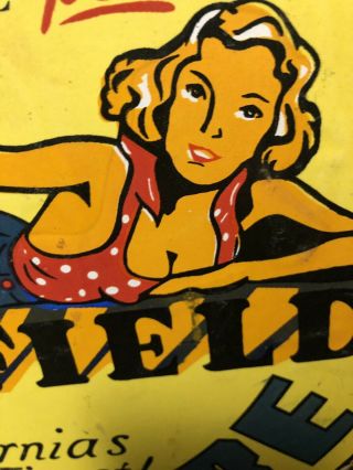 Vintage Richfield Gasoline Porcelain Gas Oil Richlube California Pinup Girl Sign
