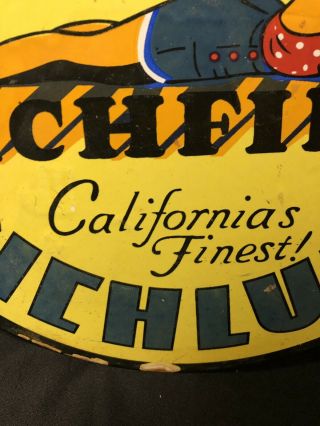 VINTAGE RICHFIELD GASOLINE PORCELAIN GAS OIL RICHLUBE CALIFORNIA PINUP GIRL SIGN 3