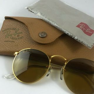 Vintage Ray - Ban 2053 Gold Tone B&l Usa Aviator Chromax Lenses Sunglasses & Case