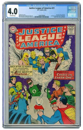 Justice League Of America 21 Cgc 4.  0 Vintage Dc Comic Key 1st Silver Age Jsa