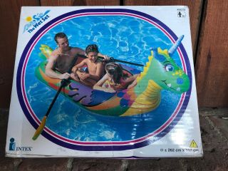 Inflatable Intex 1997 Vintage 130”x 46” Pool Boat Toy Rare Dragon