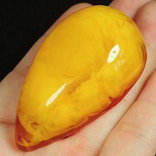 26.  72g Antique Baltic Flower Butterscotch Amber Pear Pendant Urpf26