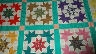 Vintage Quilt Top 1930s Feedsack Hand Sewn 70.  5 " X 87.  5 "