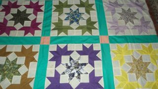 Vintage QUILT Top 1930s Feedsack Hand Sewn 70.  5 