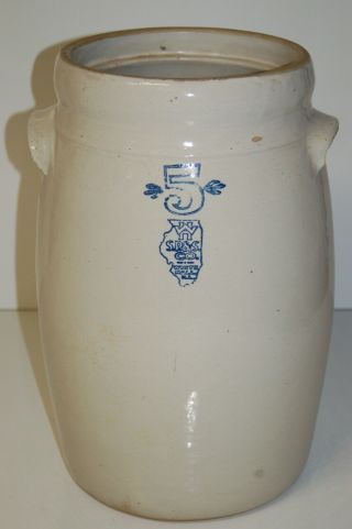 Vintage 17 " 5 Gallon S.  P.  &s.  Co.  White Hall Ill.  Churn