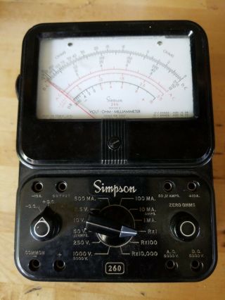 Vintage Simpson 260 Rare Series 3 Analog Volt Ohm Multi Meter With Leads