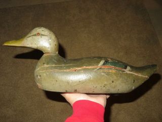 Vintage PRATT Hen Mallard DUCK DECOY w/GLASS Eyes 2