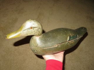 Vintage PRATT Hen Mallard DUCK DECOY w/GLASS Eyes 3