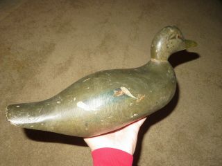 Vintage PRATT Hen Mallard DUCK DECOY w/GLASS Eyes 4