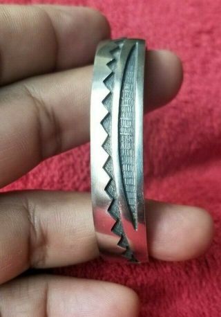 Vtg Navajo Native American Zuni Sterling Silver 925 Solid Heavy Cuff Bracelet