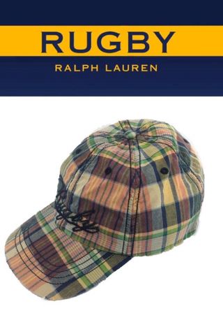 Polo Rugby Ralph Lauren Plaid Script Embroidery Hat/cap Rare Collectible Vintage
