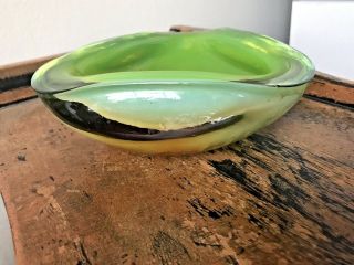 Vintage Sommerso Opal Green Amber White Geode Murano Glass Mid Century 60s Bowl