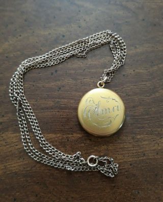 Antique Mourning Engraved Locket With Photo And Lock Of Hair