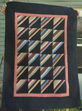 Vintage Amish Crib Quilt Hand Sewn Folk Art Aafa