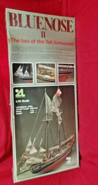 Vtg 1985 Artesania Latina 1:75 Bluenose Ii Tall Schooner Wood Model Kit 20500