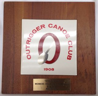 Outrigger Canoe Club Waikiki Occ 1976 Tennis Trophy Very Rare Htf Authentic