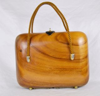 Unique Vintage Wooden Handbag Case 70s Ooak