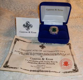 Camrose & Kross JBK Jackie Kennedy 925 Silver Simulated Emerald Ring 2