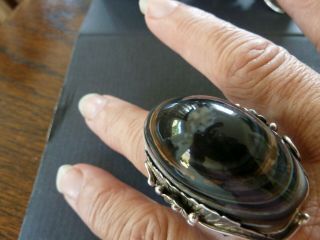 Very Large,  Stunning,  Silver Mounted Agate Ring