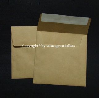 500 Premium Quality Kraft Recycled BROWN 150mm 15cm SQUARE envelopes Peel n Seal 2