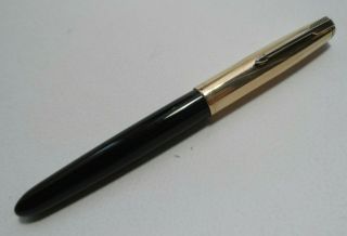 Vintage Parker 51 Black Fountain Pen 1/10 12k Gold Filled Cap