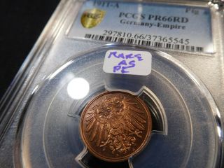 C74 Germany Empire 1911 - A Pfennig Pcgs Proof - 66 Red Rare As Proof